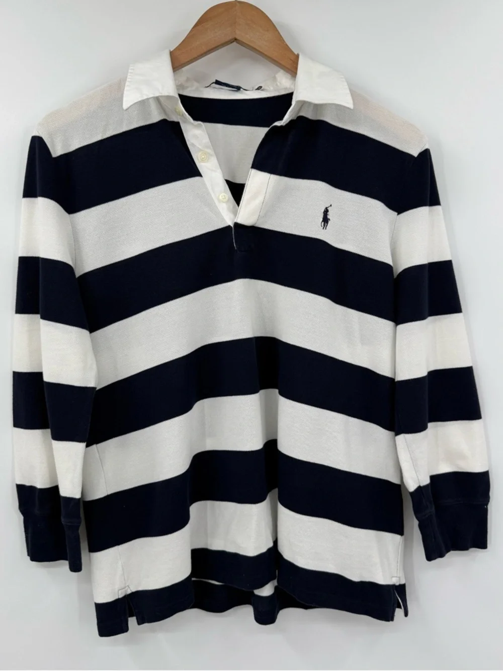 ✦ Ralph Lauren Sport Striped Rugby Polo | Navy / White | M/L - Picture 1 of 6